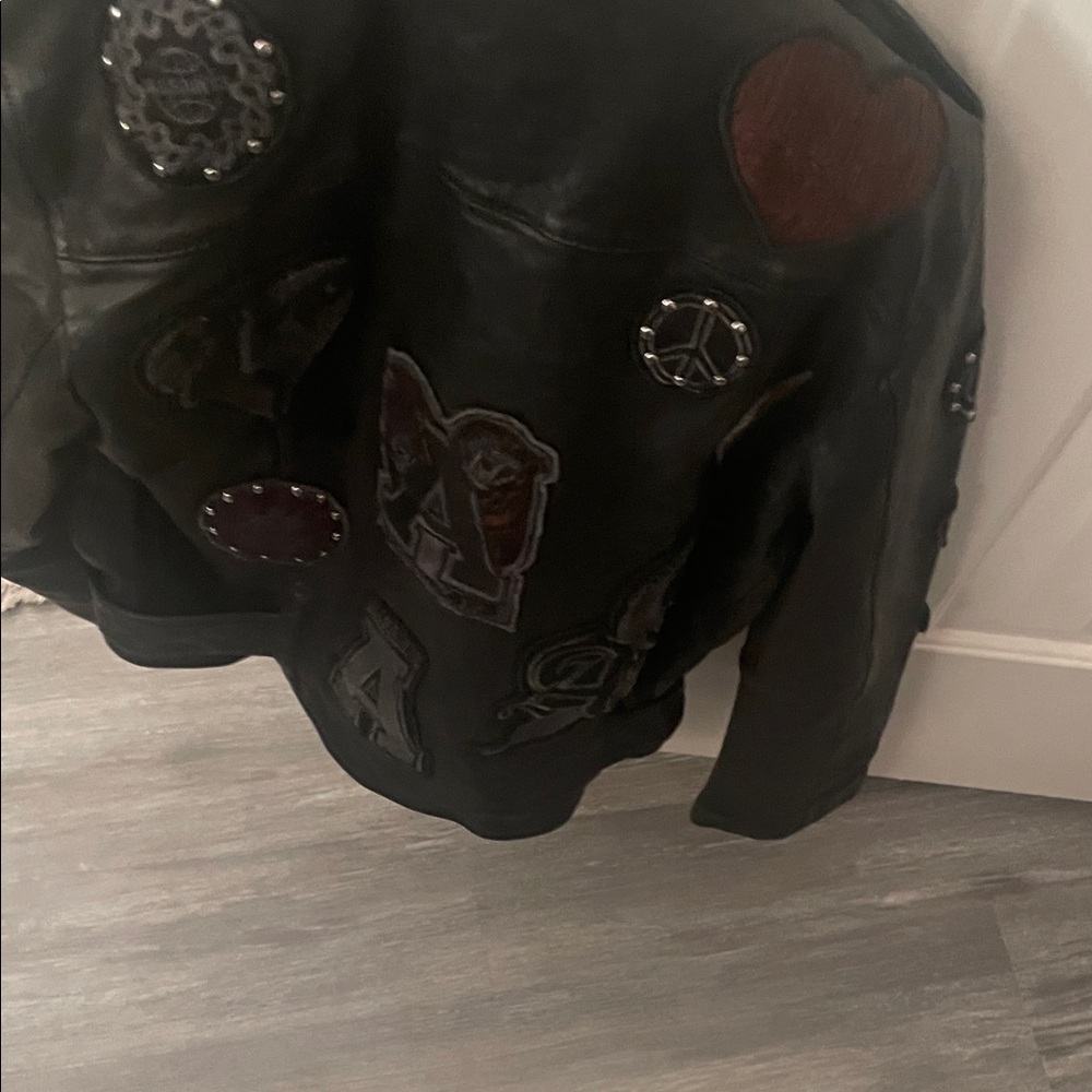 All Saints College studded Black Leather Jacket S - Picture 5 of 5